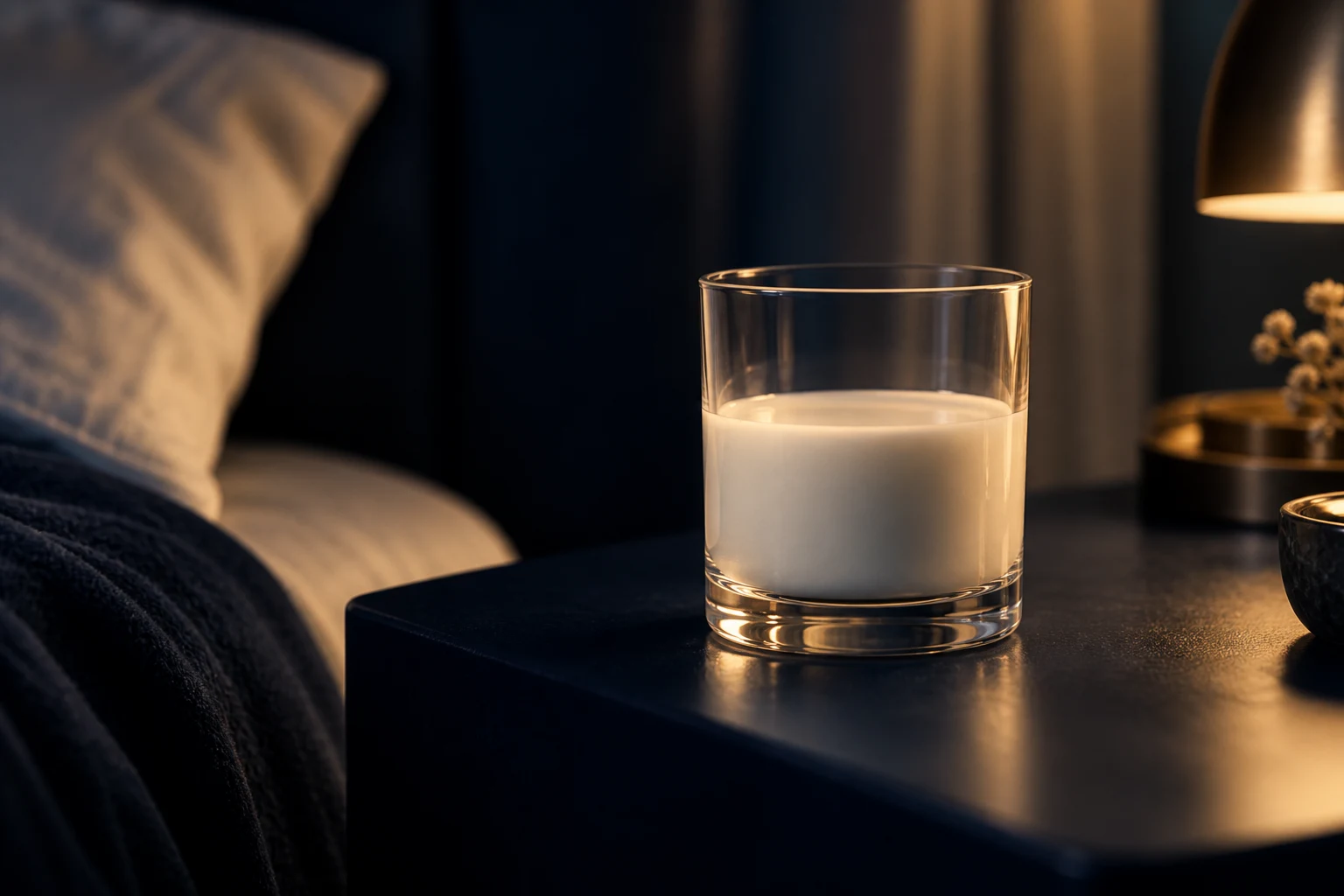 夜色中的一杯奶，AI 情境示意
